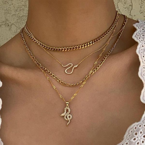 chains bohemian multilayer chain crystal snake pendant necklace for women vintage geometric thick collar punk jewelry, Silver
chains bohemian multilayer chain crystal snake pendant necklace for women vintage geometric thick collar punk jewelry, Silver