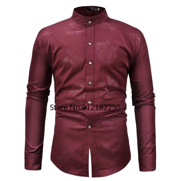 men's dress shirts mens paisley print mandarin collar 2021 fashion slim fit long sleeve shirt men business casual camisa masculina, White;black
men's dress shirts mens paisley print mandarin collar 2021 fashion slim fit long sleeve shirt men business casual camisa masculina, White;black