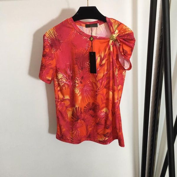 luxury custom metal buckle leaf print red fashion all-match irregular short-sleeved t-shirt women summer clothes 2021 women's, White
luxury custom metal buckle leaf print red fashion all-match irregular short-sleeved t-shirt women summer clothes 2021 women's, White