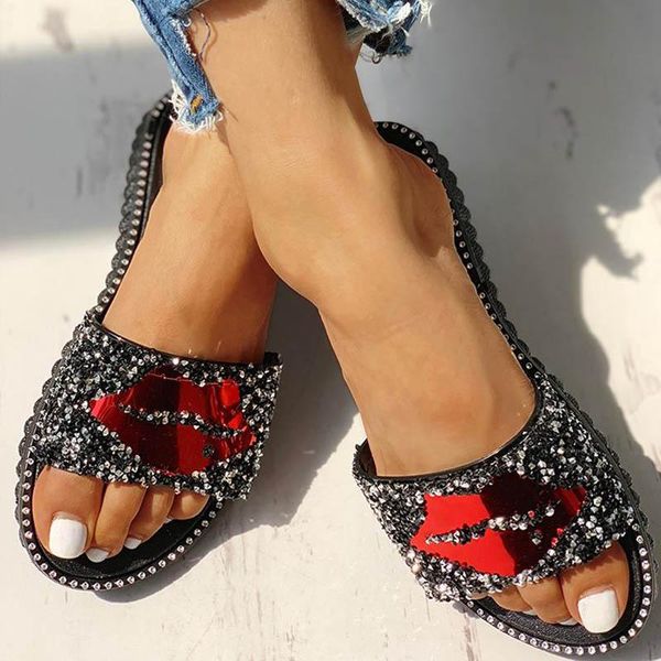 slippers women summer red lips rhinestone fashion female shoes wear non-slip casual trend sandals outdoor beach dfc4, Black
slippers women summer red lips rhinestone fashion female shoes wear non-slip casual trend sandals outdoor beach dfc4, Black