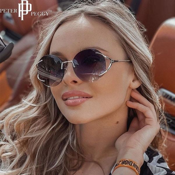 sunglasses fashion round women men rimless shades sun glasses gradient blue tea for female, White;black
sunglasses fashion round women men rimless shades sun glasses gradient blue tea for female, White;black