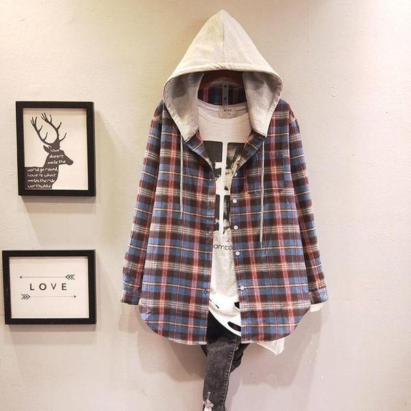 women's jackets velvet and thick hooded plaid shirt mid - long hair grinding retro spring winter korean students loose thin coat, Black;brown
women's jackets velvet and thick hooded plaid shirt mid - long hair grinding retro spring winter korean students loose thin coat, Black;brown