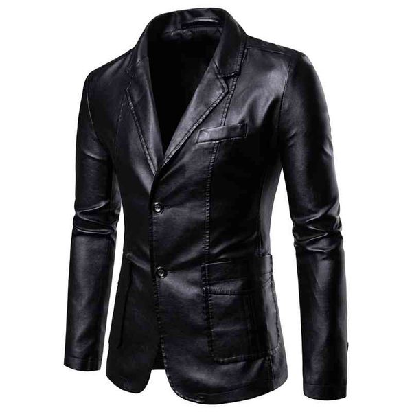 men spring and autumn 2021 new fashion pu suit collar slim casual men's leather et, Black
men spring and autumn 2021 new fashion pu suit collar slim casual men's leather et, Black