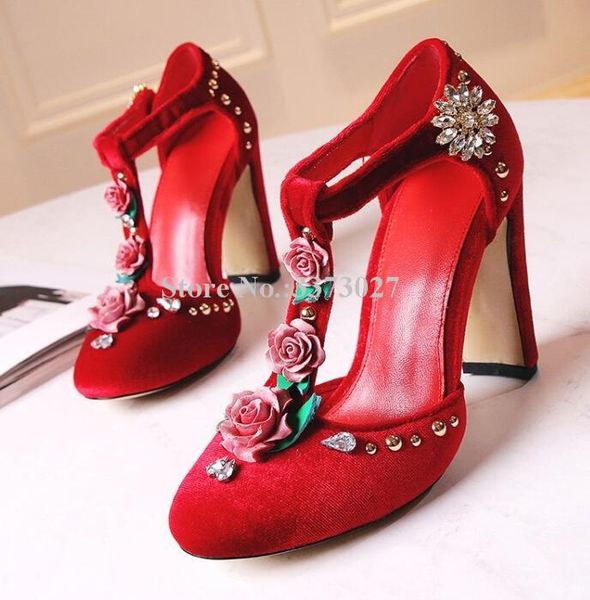woman handmade velvet chunky heels flower crystal sandals fashion round toe rhinestone high wedding shoes, Black
woman handmade velvet chunky heels flower crystal sandals fashion round toe rhinestone high wedding shoes, Black