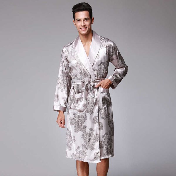 spring and summer silk men's pajamas ice silk medium length home gown long sleeve home clothes homewear for girls, White
spring and summer silk men's pajamas ice silk medium length home gown long sleeve home clothes homewear for girls, White