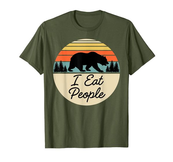 i eat people bear shirt, i hate people camping t shirt, White;black