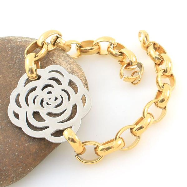 link, chain fashion stainless steel jewelry for woman flower bracelet silver color bgezakba, Black
link, chain fashion stainless steel jewelry for woman flower bracelet silver color bgezakba, Black