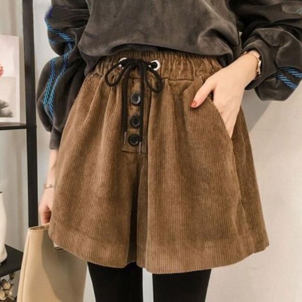 women's shorts women corduroy winter lace-up spring girls autumn loose ropa mujer, White;black
women's shorts women corduroy winter lace-up spring girls autumn loose ropa mujer, White;black