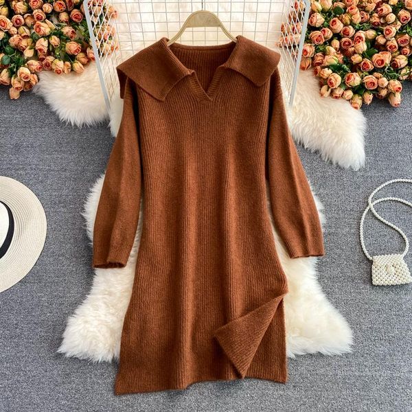 casual dresses elegant large lapel knitted straight dress women's autumn winter retro solid midi loose lazy doll collar sweater, Black;gray
casual dresses elegant large lapel knitted straight dress women's autumn winter retro solid midi loose lazy doll collar sweater, Black;gray