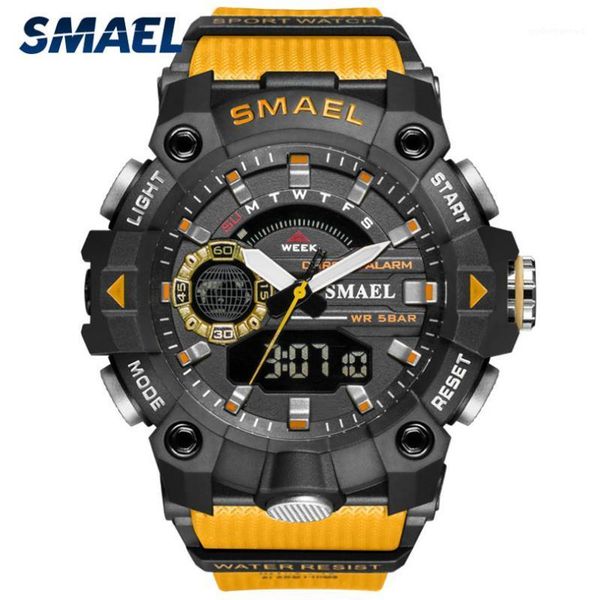 wristwatches smael 50m waterproof watch 8040 led light digital watches men's sports alarm quartz dual time military reloj hombre, Slivery;brown
wristwatches smael 50m waterproof watch 8040 led light digital watches men's sports alarm quartz dual time military reloj hombre, Slivery;brown