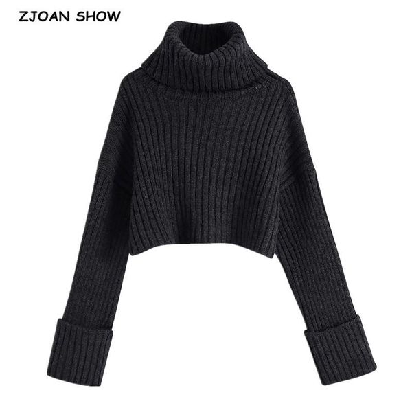 women's sweaters 2021 streetwear high collar knitting cropped sweater vintage woman long sleeve jumper pullovers waist loose knitwear, White;black
women's sweaters 2021 streetwear high collar knitting cropped sweater vintage woman long sleeve jumper pullovers waist loose knitwear, White;black