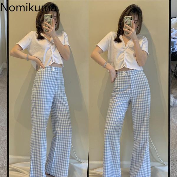women's pants & capris nomikuma blue plaid women korean style casual trousers female 2021 arrival chic loose high waist pantalones femm, Black;white
women's pants & capris nomikuma blue plaid women korean style casual trousers female 2021 arrival chic loose high waist pantalones femm, Black;white