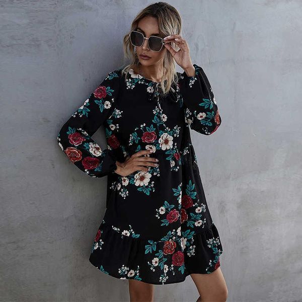 casual dresses ladies frilly print dress female 2021 fall winter o-neck sleeve complete high waist floral black, Black;gray
casual dresses ladies frilly print dress female 2021 fall winter o-neck sleeve complete high waist floral black, Black;gray