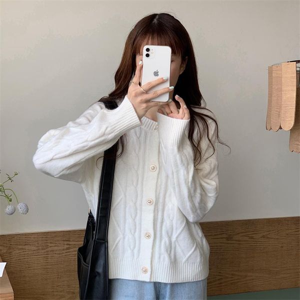 women's knits & tees qila autumn winter twist loose sweater coat lazy style exquisite button knitted round neck fashionable cardigan fo, White
women's knits & tees qila autumn winter twist loose sweater coat lazy style exquisite button knitted round neck fashionable cardigan fo, White