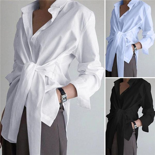 women's blouses & shirts stylish lace up asymmetrical blouse 2021 casual long sleeve chemise female button work blusas plus size tunic, White
women's blouses & shirts stylish lace up asymmetrical blouse 2021 casual long sleeve chemise female button work blusas plus size tunic, White