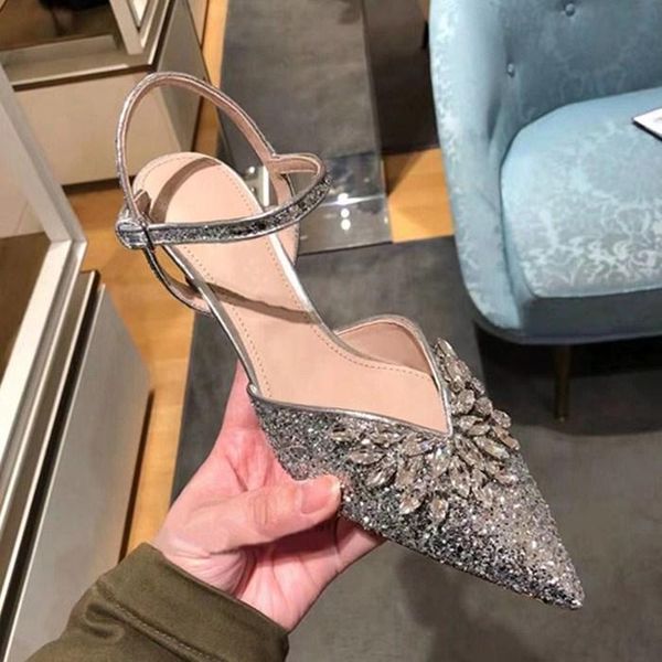 dress shoes summer women sliver crystal buckle high heels pumps female pointed toe sequined wedding party, Black
dress shoes summer women sliver crystal buckle high heels pumps female pointed toe sequined wedding party, Black