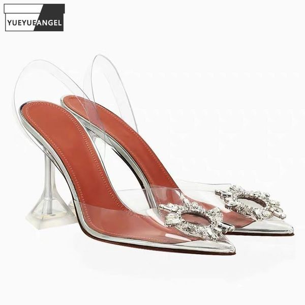 women high heels dress sandals diamonds transparent pointed toe strange style stiletto sandal female office slip-on shoes, Black
women high heels dress sandals diamonds transparent pointed toe strange style stiletto sandal female office slip-on shoes, Black
