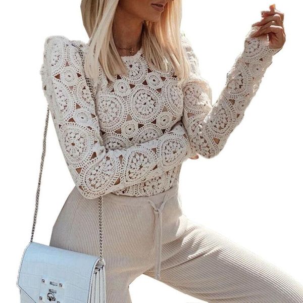 women's blouses & shirts women crochet hollow out lace floral blouse shirt long sleeve slim pullovers, White
women's blouses & shirts women crochet hollow out lace floral blouse shirt long sleeve slim pullovers, White