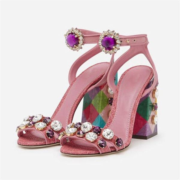 runway pink crystal women sandals ankle strap square high heels ladies gladiator sandal pumps wedding dress shoes woman, Black
runway pink crystal women sandals ankle strap square high heels ladies gladiator sandal pumps wedding dress shoes woman, Black
