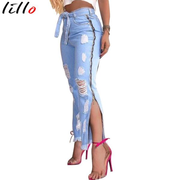 women's jeans casual high waist fake zippers lace up style straps, pockets, holes, split denim pants streetwear, Blue
women's jeans casual high waist fake zippers lace up style straps, pockets, holes, split denim pants streetwear, Blue