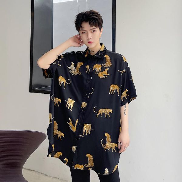 men's casual shirts streetwear fashion short sleeve dress shirt male leopard animal pattern loose oversize man, White;black
men's casual shirts streetwear fashion short sleeve dress shirt male leopard animal pattern loose oversize man, White;black