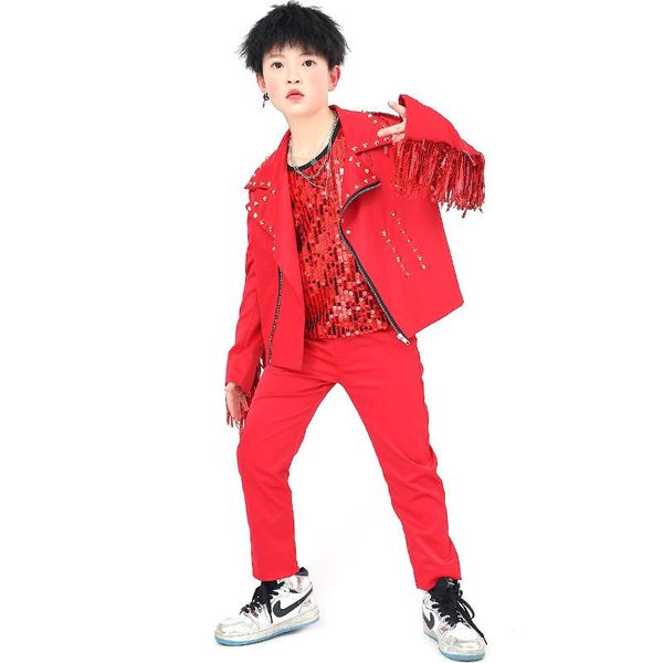 hip hop costumes red fringed jacket sequined vest pants boys jazz performance clothing children street dance outfit stage wear, Black;red
hip hop costumes red fringed jacket sequined vest pants boys jazz performance clothing children street dance outfit stage wear, Black;red