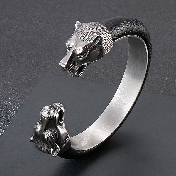 bangles bracelet trendy men's stainless steel jewelry punk style personality aggressive wolf head titanium open, Black
bangles bracelet trendy men's stainless steel jewelry punk style personality aggressive wolf head titanium open, Black