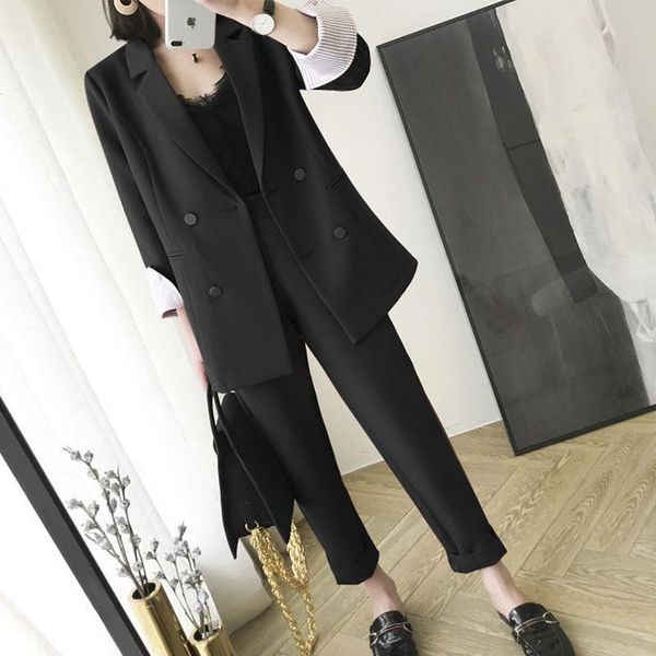 autumn women pant suits double breasted notched collar jacket blazer & sashes casual female work 2021 women's two piece pants, White
autumn women pant suits double breasted notched collar jacket blazer & sashes casual female work 2021 women's two piece pants, White
