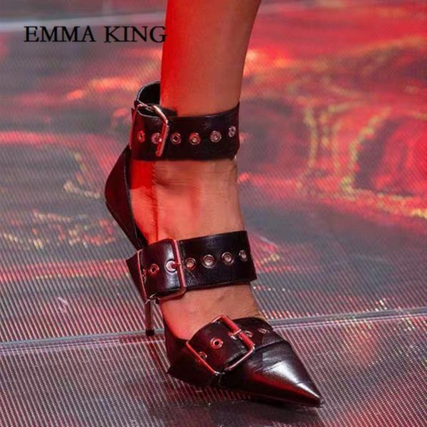 women brand metal high heel ankle boots buckle strap cut out sandal shoes grommet punk black runway 2021 sandals
women brand metal high heel ankle boots buckle strap cut out sandal shoes grommet punk black runway 2021 sandals