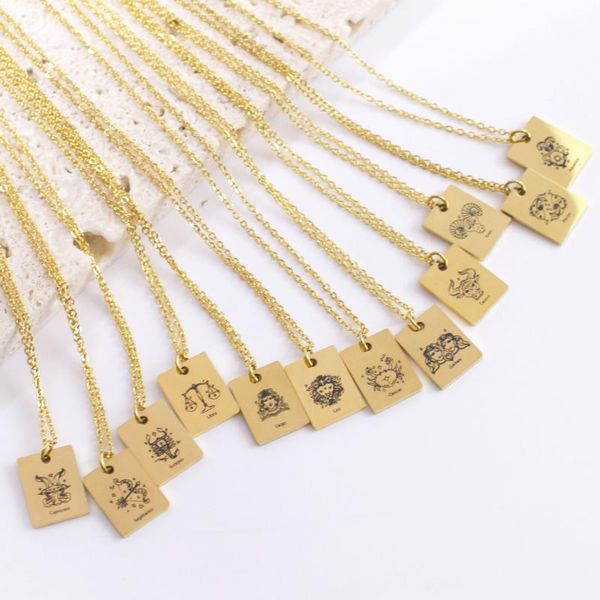 chains 12 constellation zodiac necklace stainless steel gold color square pendant amulet jewelry leo aries cancer women accessories, Silver
chains 12 constellation zodiac necklace stainless steel gold color square pendant amulet jewelry leo aries cancer women accessories, Silver