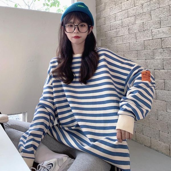women's hoodies & sweatshirts korean clothes spring/autumn oversize clothing vintage streetwear all-match striped o-neck trend, Black
women's hoodies & sweatshirts korean clothes spring/autumn oversize clothing vintage streetwear all-match striped o-neck trend, Black