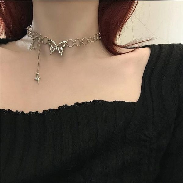 chokers gothic vintage hollow out butterfly circle chain metal choker necklace street style for women party punk collar jewelry, Golden;silver
chokers gothic vintage hollow out butterfly circle chain metal choker necklace street style for women party punk collar jewelry, Golden;silver