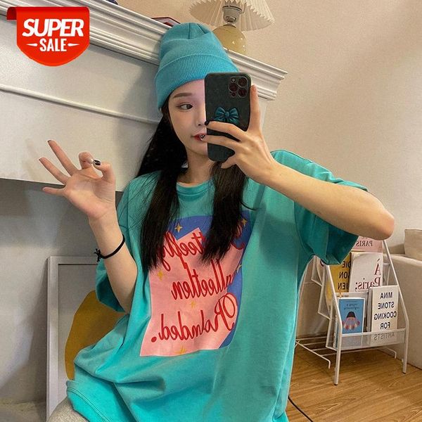 green letter printing student short-sleeved t-shirt female new loose korean version of the trendy net red #2c1r, White
green letter printing student short-sleeved t-shirt female new loose korean version of the trendy net red #2c1r, White
