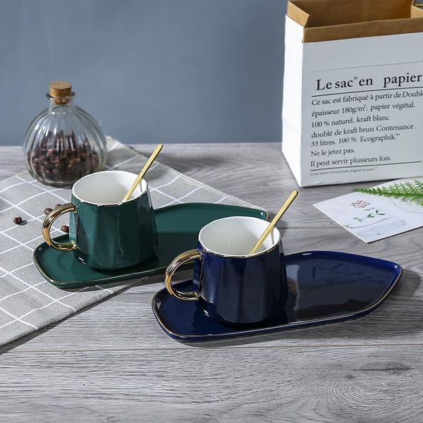 mugs creative luxury ceramic coffee cups with plate and spoon green blue breakfast cup tea mug
mugs creative luxury ceramic coffee cups with plate and spoon green blue breakfast cup tea mug