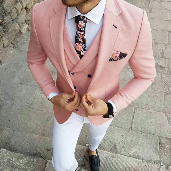 men's suits & blazers tpsaade men pink tuxedo for prom white pants wedding set 3 pieces single breasted blazer (jacket+pants+vest), White;black
men's suits & blazers tpsaade men pink tuxedo for prom white pants wedding set 3 pieces single breasted blazer (jacket+pants+vest), White;black