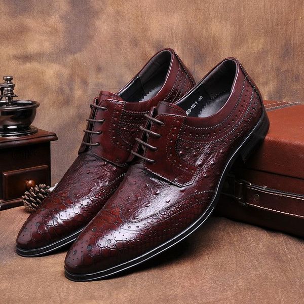 dress shoes men's leather lace-up crocodile pattern business formal wear wedding chaussure homme, Black
dress shoes men's leather lace-up crocodile pattern business formal wear wedding chaussure homme, Black