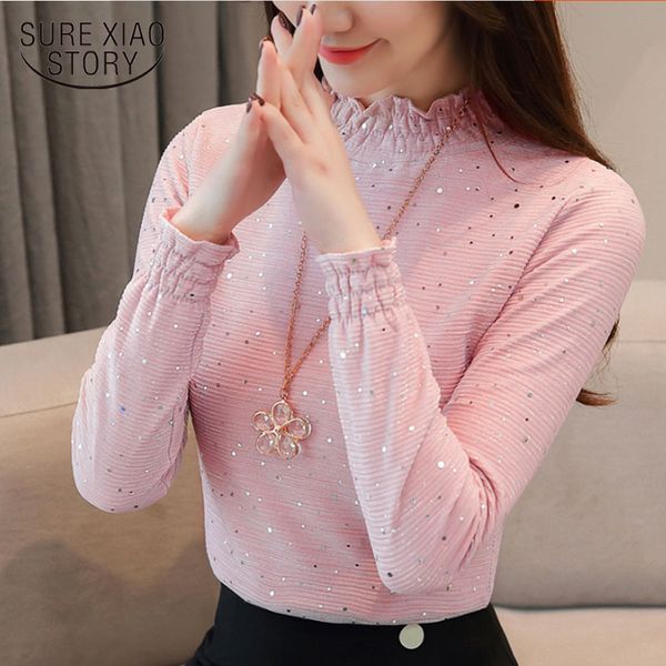 long sleeve sequined casual turtleneck women clothing autumn fashion femal chiffon shirts 6284 50 210417, White
long sleeve sequined casual turtleneck women clothing autumn fashion femal chiffon shirts 6284 50 210417, White