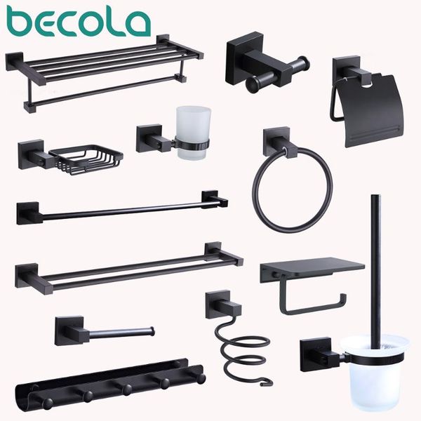 solid aluminum bathroom hardware accessories towel rack shelf single holder wall air blower toilet brush hook bath accessory set