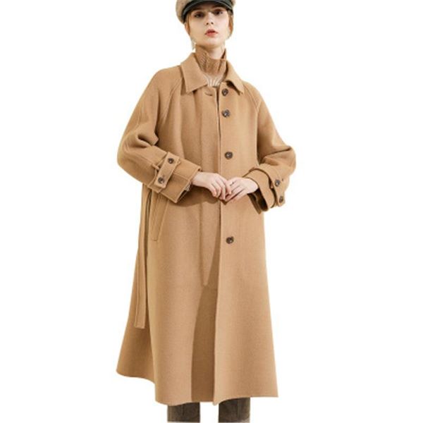 women's wool & blends 2021 woollen coats winter 100% and cashmere overcoat quality female blend coat lady trendy outerwear with belt, Black
women's wool & blends 2021 woollen coats winter 100% and cashmere overcoat quality female blend coat lady trendy outerwear with belt, Black