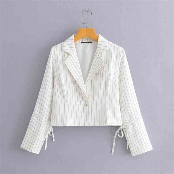 women's striped blazers fashion short coat turn down collar long sleeve single button jackets 210524, White;black
women's striped blazers fashion short coat turn down collar long sleeve single button jackets 210524, White;black