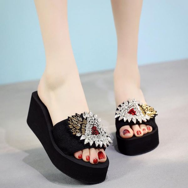 slippers korean handmade beaded crystal slipperss female student slope with cute sweet sandals fashion casual outdoor vacation beach shoe, Black
slippers korean handmade beaded crystal slipperss female student slope with cute sweet sandals fashion casual outdoor vacation beach shoe, Black