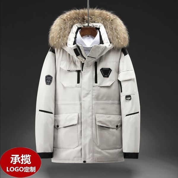 2020 new work cloth down medium and long wool collar thickened running men's same lover goose et winter fashion, Black
2020 new work cloth down medium and long wool collar thickened running men's same lover goose et winter fashion, Black