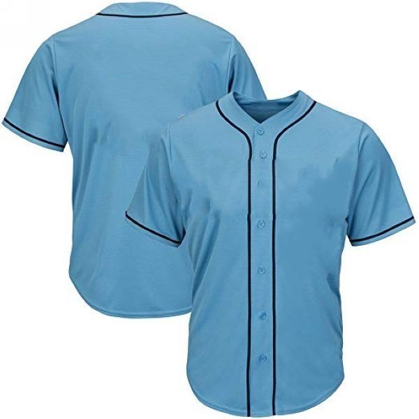 custom light blue baseball jersey, Blue;black