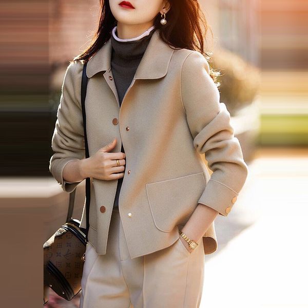 spring elegant woolen lapel jacket women fashion retro long sleeve single-breasted coat chic casual ladies outwear, Black
spring elegant woolen lapel jacket women fashion retro long sleeve single-breasted coat chic casual ladies outwear, Black