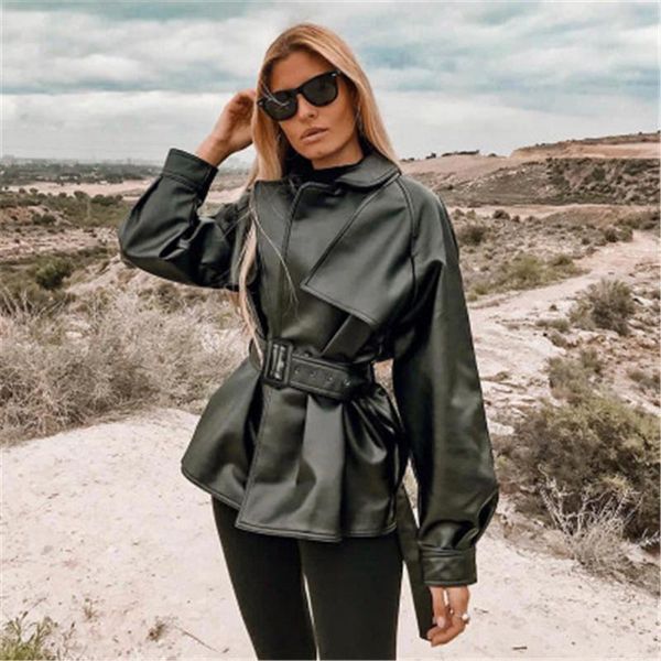women's jackets 2021 autumn female leather jacket fashion solid color slim waistband turndown collar motorcycle trend explosion women, Black;brown
women's jackets 2021 autumn female leather jacket fashion solid color slim waistband turndown collar motorcycle trend explosion women, Black;brown