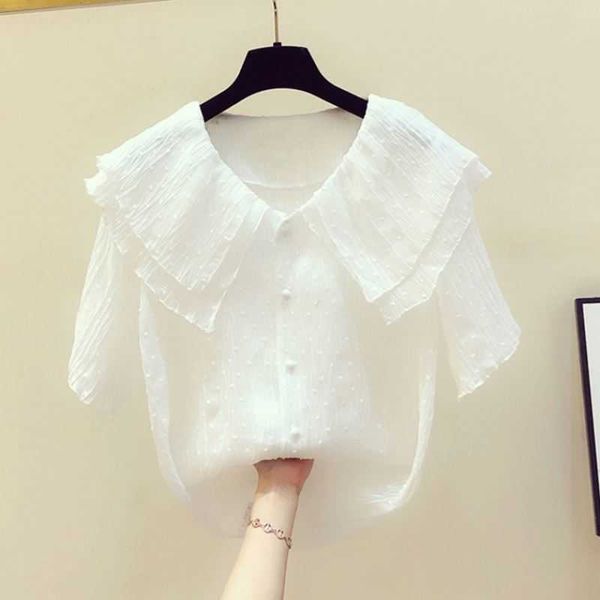 spring and summer korean casual loose blouse retro elegant temperament lace cotton comfortable home 210615, White
spring and summer korean casual loose blouse retro elegant temperament lace cotton comfortable home 210615, White