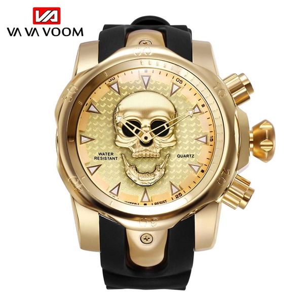 wristwatches oversized golden dial skull wrist watches for men luxury fashion design silicone brand sports waterproof quartz watch, Slivery;brown
wristwatches oversized golden dial skull wrist watches for men luxury fashion design silicone brand sports waterproof quartz watch, Slivery;brown