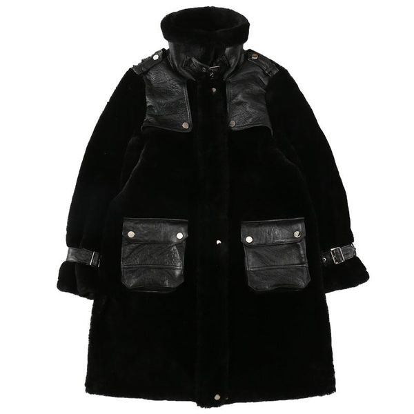 women's fur & faux 2021 winter jacket women real coat long genuine leather liner warm thick natural sheep double-faced parka, Black
women's fur & faux 2021 winter jacket women real coat long genuine leather liner warm thick natural sheep double-faced parka, Black