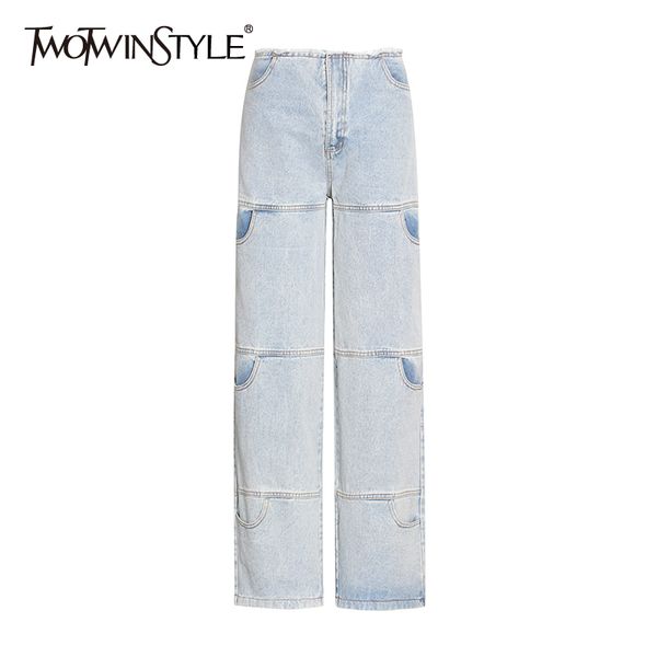 twotwinstyle casual denim blue pants for women high waist straight patchwork wide leg jeans female fashion clothing 210517
twotwinstyle casual denim blue pants for women high waist straight patchwork wide leg jeans female fashion clothing 210517