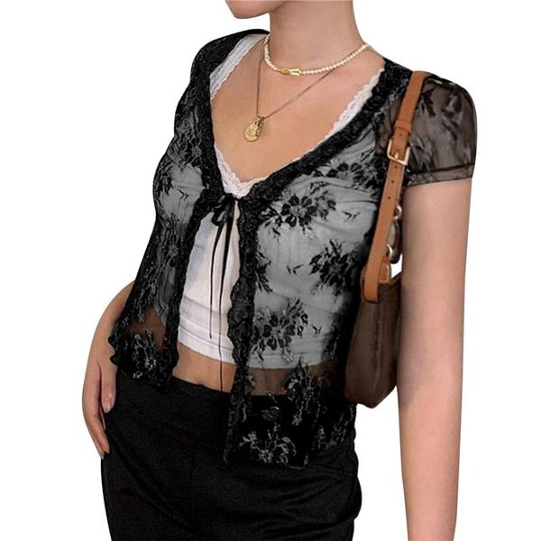 women's blouses & shirts women blouse crochet see through y2k mesh cardigan shirt ladies girls short sleeve button down lace e-girl, White
women's blouses & shirts women blouse crochet see through y2k mesh cardigan shirt ladies girls short sleeve button down lace e-girl, White